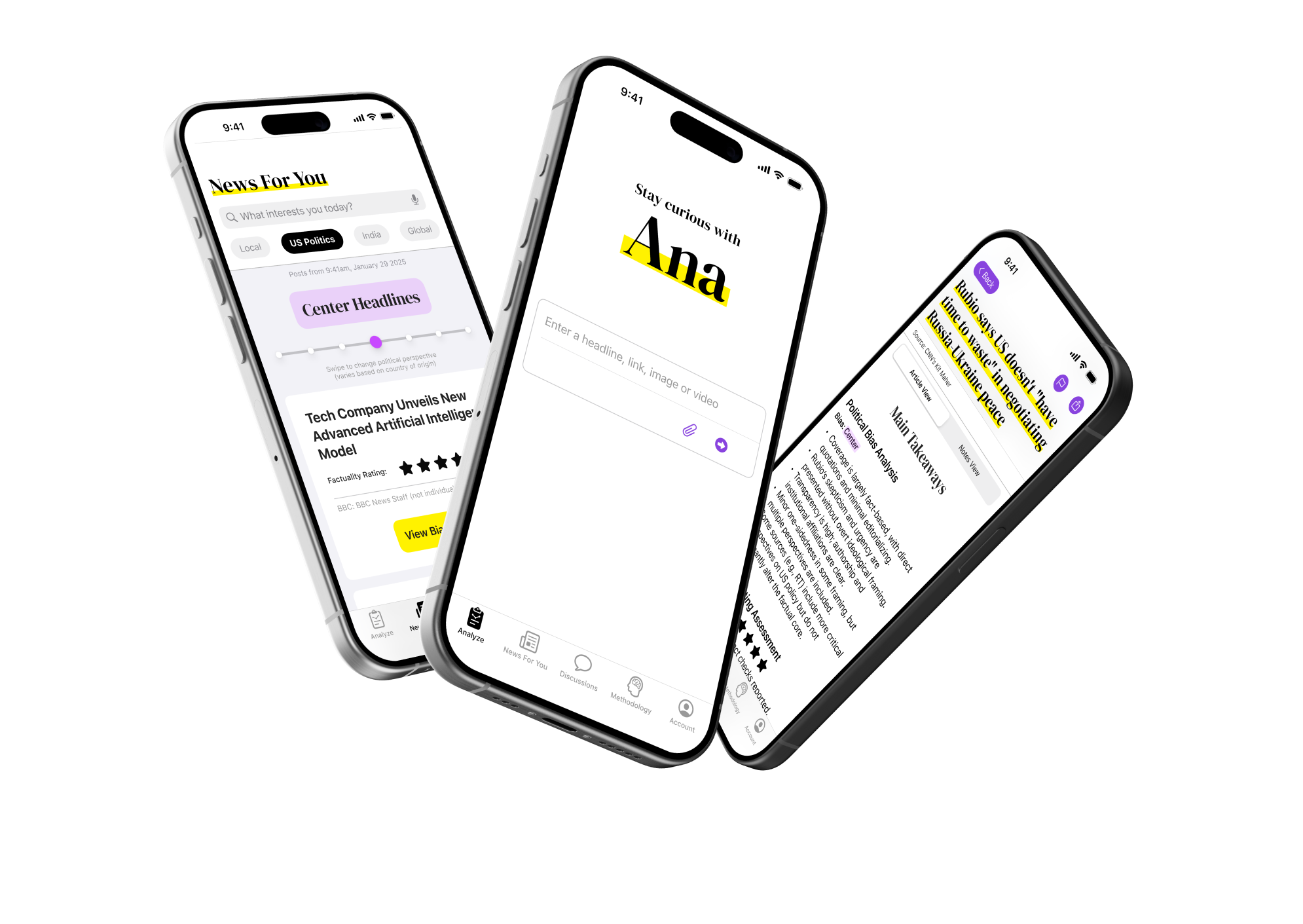 Ana: AI-Powered News Aggregator - hover state